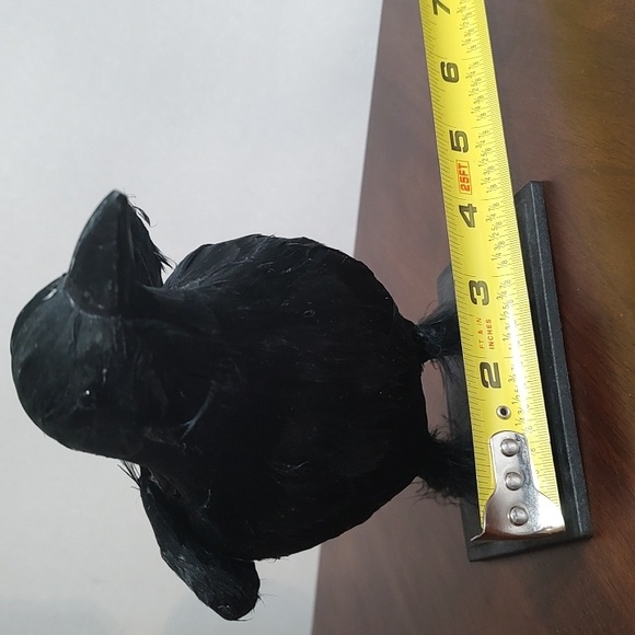 Black Raven Crow Sculpture Real Feathers Bird Halloween Decor Movie Set Prop - Picture 13 of 14
